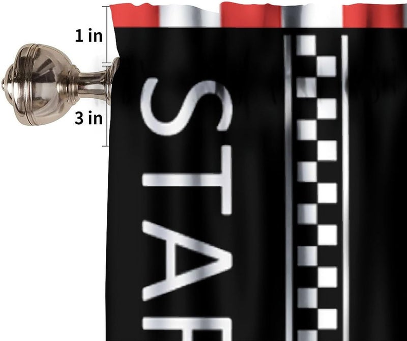 YSWOW Teens Racing Valance Curtain Black White Grid Race Car Track Art Printed Window Drapes for Teens Kids Bedroom Decor W54xL18in Fabric 1 Panel - Image 4
